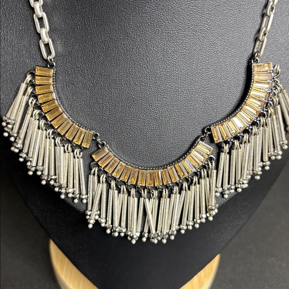 Stella & Dot Art Deco Rhinestone Necklace Beaded Twilight Fringe Dangle - Picture 2 of 8